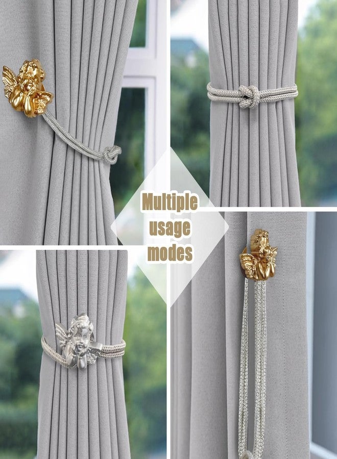 EHERDM 2Pcs Magnetic Curtain Tiebacks Drill Free Curtains Holdbacks Angel Appearance Elegant Window Drapery Holder Vintage Home and Office Decor Gold - Image 3